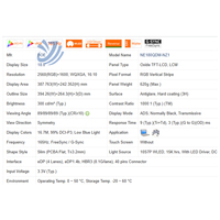 شاشة لابتوب LCD مقاس 18.0 بوصة، 240 هرتز، 500 شمعة/م²، 40 دبوس، دقة 2560*1600، نسبة عرض 16:10، WQXGA، نسبة تباين 1000:1، بدون خاصية اللمس، طراز NE180QDM-NZ1/2/3/4/7/C