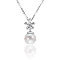 Collier pendentif fleur hawaïenne en argent sterling 925 avec perle d'eau douce, bijoux tropicaux sur le thème de la vie marine, idéal pour un cadeau