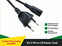 Cordon d'alimentation à deux broches rondes de norme européenne, connecteur en forme de 8, connecteur en forme de D, norme européenne, certifié CE, marque KMD, origine CN