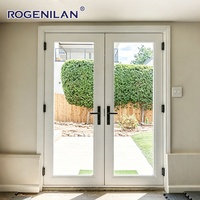 Puerta Francesa Arqueada de Doble Vidrio Personalizada Rogenilan, Puerta Exterior Doble de Aluminio con Acristalamiento Low-E y Rejillas