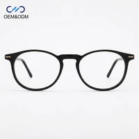 BOA1254 Monture de lunettes unisexe classique ronde en acétate massif à monture complète avec charnière métallique durable, lunettes optiques pour usage quotidien