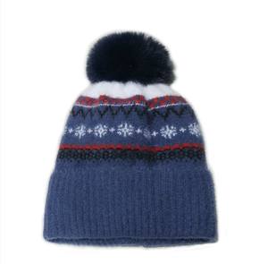 Automne/Hiver Bohème Géométrique Losange Tricoté Chapeau Doublure Intérieure et Épaisse <span class=keywords><strong>Synthétique</strong></span> Sable <span class=keywords><strong>Fourrure</strong></span> Large Bords avec <span class=keywords><strong>Pompon</strong></span> Bonnets - Product Image 5
