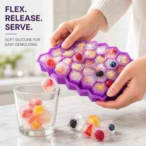 Bandeja de silicona para cubitos de hielo con tapa, molde de hielo de 37 cavidades con forma de panal, apto para alimentos, para whisky, cócteles, café y postres congelados caseros - Product Image 5