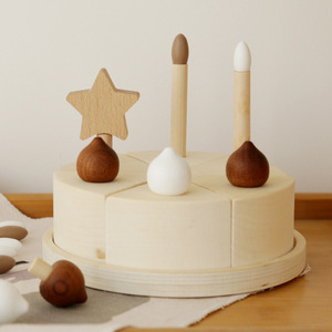 Ustensiles de cuisine en bois pour bébés, jouet de simulation de gâteau d'anniversaire, fruits et légumes à découper, jeu d'imitation DIY pour 3-6 ans - Product Image 2