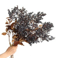 Seri dekorasi rumah kehidupan abadi hitam buah Elderberry dan bunga ionicera untuk Natal dan Hari Ibu
