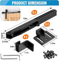 Kit de fermeture amortie pour porte de grange sans perçage, 2 pièces, amortisseur à ressort avec butées réglables pour portes coulissantes à rail plat de 88 à 132 lb