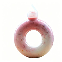 Plastik Donut Şeklinde Tek Kullanımlık Sütlü Çay Bardağı, Yaratıcı İnternet Fenomeni Bileklik Tasarımlı Meyve Suyu İçecekleri İçin