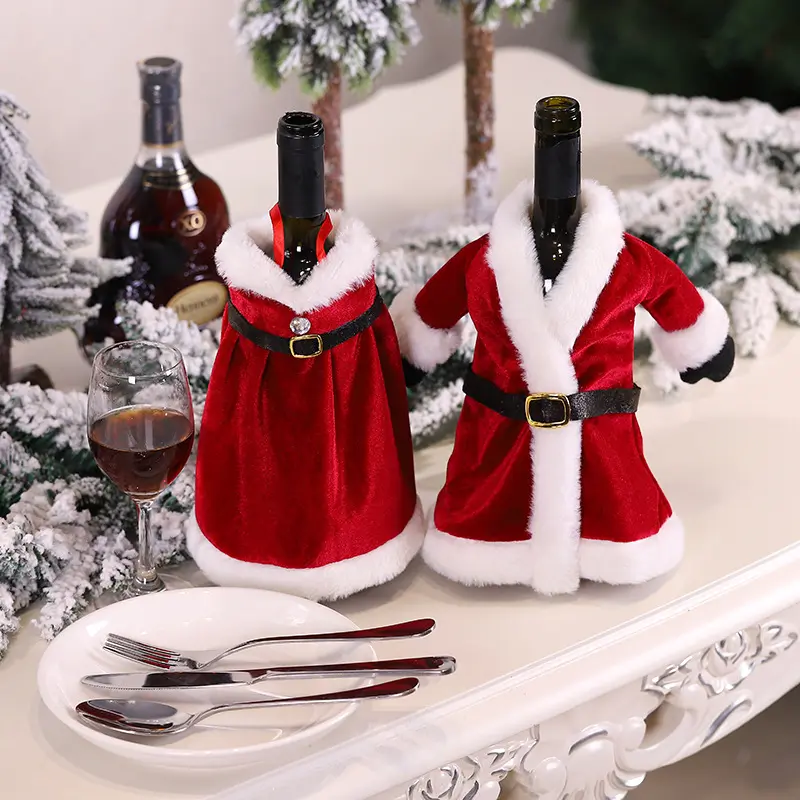 Creative christmas wine cover bag Set Christmas Dress Skirt Wine Bottle Decoration