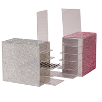 Boîte de rangement pour extensions de cils, fournitures de luxe brillantes pour salon, organisateur de cils