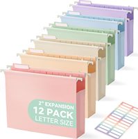 Carpetas de Archivo Colgantes de Plástico Personalizadas de Gran Capacidad, 2 Bolsillos Expandibles en Colores Pastel, Resistentes para Archivadores