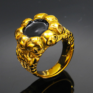 Anello Gotico Personalizzato all'Ingrosso in Acciaio Inossidabile con Teschio Tridimensionale, Anello Hip-hop Punk con Smalto a Goccia per <span class=keywords><strong>Uomo</strong></span> - Product Image 3