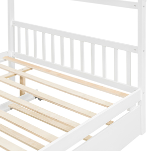 Letto a casetta per bambini in legno massello di alta qualità con letto estraibile e sponde di sicurezza, ideale per la cameretta dei bambini - Product Image 5