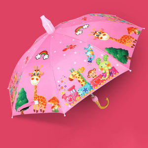 Parapluie droit en fibre <span class=keywords><strong>de</strong></span> verre <span class=keywords><strong>de</strong></span> 17 pouces pour enfants, cadeaux d'affaires personnalisables, petits parapluies légers coupe-vent en plastique mignons - Product Image 4