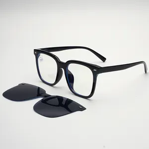 New Trendy Unisex TR90 Clip-On Glasses Frame 2 In 1 Ultem Polarized Magnetic Clip On Sunglasses For Lady