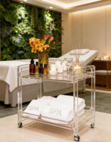 Chariot de bar élégant en acrylique transparent, chariot de rangement roulant moderne et minimaliste pour le salon, décoration de la maison