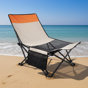 كرسي تخييم محمول قابل للطي مع جيب جانبي، كرسي منخفض للشاطئ والحديقة والنزهات، كرسي صيد قابل للطي - Product Image 1