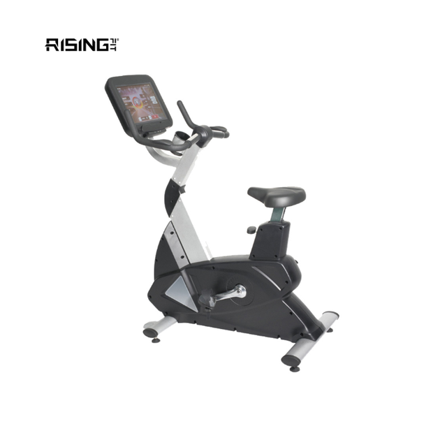 Rising Fitness Foldable Steel Upright Recumbent Exercise Bike Commercial Electric Gym Bike 15-inch LCD Touch Screen Magnetic