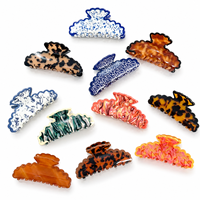 Newyeah Vente en gros Pince à cheveux en acétate de cellulose 9,3 cm avec logo personnalisé, maintien ferme, motif écaille de tortue, accessoires pour cheveux