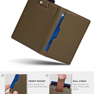 Ultra-Thin Men's Leather <b>Wallet</b> with RFID Shield Minimalist Vintage Style Double Fold <b>Small</b> Clip Polyester Lining for Leisure - Product Image 4