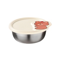 Boîte à sauce ronde en acier inoxydable 304 avec couvercle, motif dessin animé, portable, pour camping et pique-niques