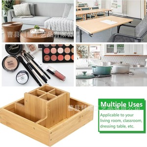 Organizador de Escritorio de Madera Maciza, Rectangular, con Rotación de 360 Grados, Caja de Almacenamiento para Material de Oficina - Product Image 4