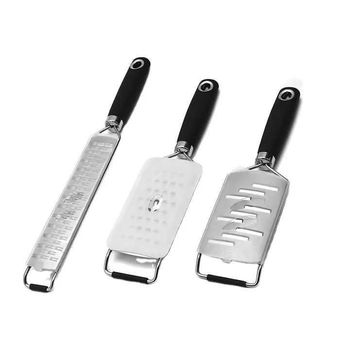 Stainless Steel Razor Sharp Blade Ergonomic Handle Kitchen Flat Cheese Grater Lemon Zester Garlic Chocolate Grater