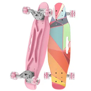 Planche à roulettes en plastique poisson cruiser planche à roulettes avec grande roue LED 22 pouces planche à roulettes penny board