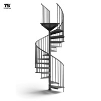 Escalier en colimaçon de luxe moderne pour villa, avec marches en acier inoxydable et en bois, design durable pour l'intérieur et l'extérieur