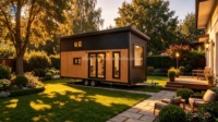 Usine de conteneurs Skyacross, maison modulaire en conteneurs, maison mobile, kits de chalets en bois, villas en bois SIPs, alimentées à l'énergie solaire, écologiques