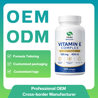 OEM ODM Gélules de vitamine E naturelle 400 UI 180 mg Antioxydant Cheveux Peau Ongles Soutien immunitaire Complément alimentaire 100 gélules