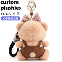 Porte-clés en peluche Ours brun en gros, adorable breloque de sac en peluche avec nœud, pendentif doux en peluche, cadeau pour filles