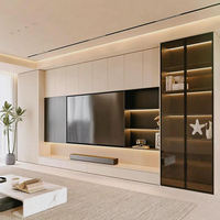 Meuble TV mural flottant en bois blanc mat, design moderne sur mesure, prix d'usine, pour salon