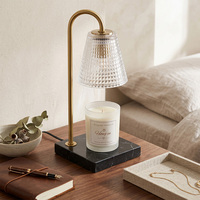 Diffuseur de cire parfumée vintage avec abat-jour en verre gaufré diamant et 4 niveaux de luminosité pour salon
