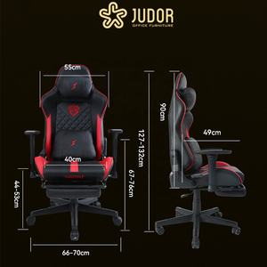 Chaise de jeu de course <span class=keywords><strong>personnalisable</strong></span> Judor Siège de jeu en cuir à hauteur réglable avec repose-pieds Design convertible - Product Image 2