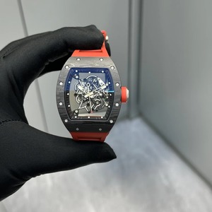 Ultra-thin Luxury <b>Skeleton</b> Automatic Mechanical <b>Watch</b> Perpetual Calendar Analog Black White Carbon Fiber Tonneau Lightweight - Product Image 1