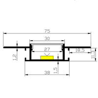 Profilé LED en aluminium fin et mat, encastré, discret et uni, pour éclairage LED intégré, idéal pour la rénovation de boutiques