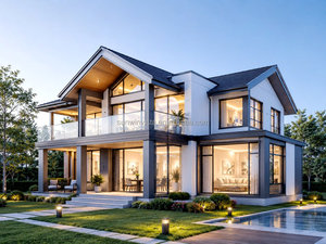 Villa en acier léger résistante aux chocs, structure en acier, nouveau look classique chinois pour la revitalisation rurale, ferme et <span class=keywords><strong>maison</strong></span> familiale - Product Image 3