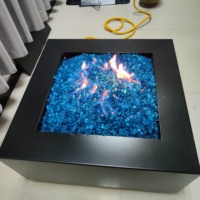 Table de foyer d'extérieur avec gaz propane, table de feu carrée moderne pour jardin en plein air