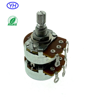 Potentiomètre rotatif double de haute qualité à axe métallique rond 1k 2k 5k 10k 20k 50k 100k 220k 500k 1M 2.2M 24mm pour pièces de guitare