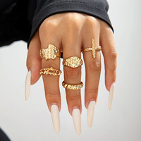 ChuYao - Juego de Anillos de Moda al por Mayor, de Tungsteno, con Perlas, Estrellas de Mar, Conchas y Flores, Estilo Bohemio, Electrochapados, Unisex, Joyería Personalizada
