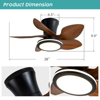 Ventilateur de plafond HSG 28 pouces couleur bois avec pales en ABS, moteur DC, télécommande, ventilateur de refroidissement pour usage domestique