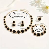 Ensemble de bijoux Jachon Fashion fait à la main avec des perles noires géométriques exagérées, collier, boucles d'oreilles, bague, bracelet, 5 pièces/ensemble pour femmes