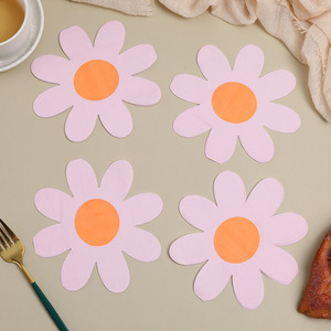 Hanlin Flower Shaped Paper Napkins 25cm Pink And White Three Layer For Themed Party - Product Image 2