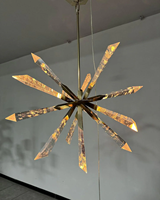 Lustre de plafond rectangulaire de luxe, décoration artistique, lustre en cristal, finition dorée, luminaire pour salon, salle à manger, hôtel