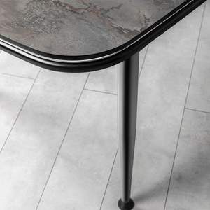 Table à manger rectangulaire moderne en MDF noir avec plateau en marbre et pieds en acier inoxydable pour 6 personnes - Product Image 2
