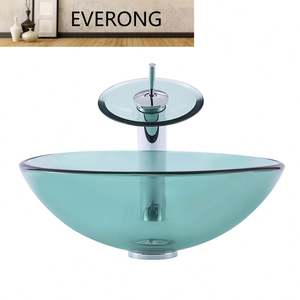 <span class=keywords><strong>Lavabo</strong></span> de vidrio de color <span class=keywords><strong>verde</strong></span> transparente EV1002 - Product Image 1