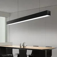 Barre lumineuse LED en aluminium pour bureau, anti-éblouissement, personnalisable, tube carré, luminaire suspendu noir