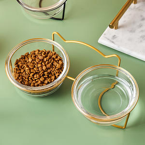 Personalizado Food Stand Alimentadores Vidro <span class=keywords><strong>Cat</strong></span> Pet Dog Tigelas com Suporte - Product Image 5