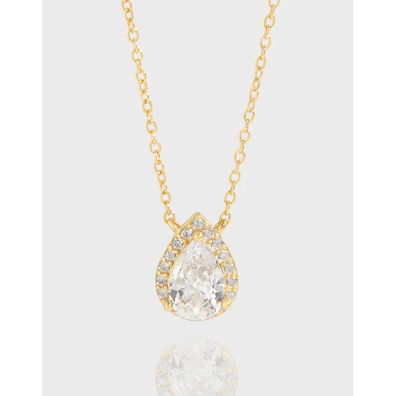 S925 kalung liontin zirkon untuk wanita, Perhiasan halus berlapis emas desain modis sederhana rantai silang