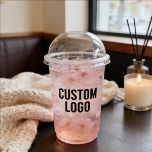 Gobelets à dessert en plastique transparent à paroi simple personnalisés de 8 oz et 9 oz avec couvercles, diamètre 90 mm, personnalisation du logo par impression UV - Product Image 5